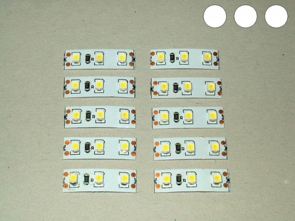 S3111 - 10 Stk LED Beleuchtung je 2,5cm weiß Gebäude Häuser Waggon RC 8-16V 3528