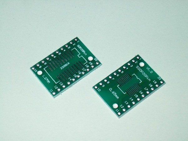 SOP20 - 5 Stück SSOP20 TSSOP20 to DIP20 Adapter Platine PCB 18x25mm FR4