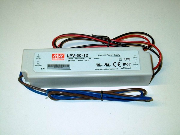 LPV-60-12 Netzteil Meanwell - 12V DC 5A 60W IP67 LED Vorschaltnetzteil