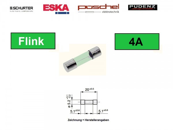 FSF240 - 10 Stück 4A Feinsicherung 5x20mm Flink Sicherung Fuse PE