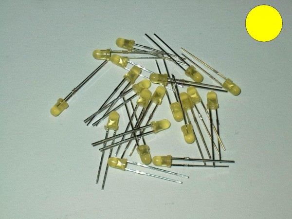 S405 - 20 Stück LED 3mm gelb diffus Rundkopf kurze Pins