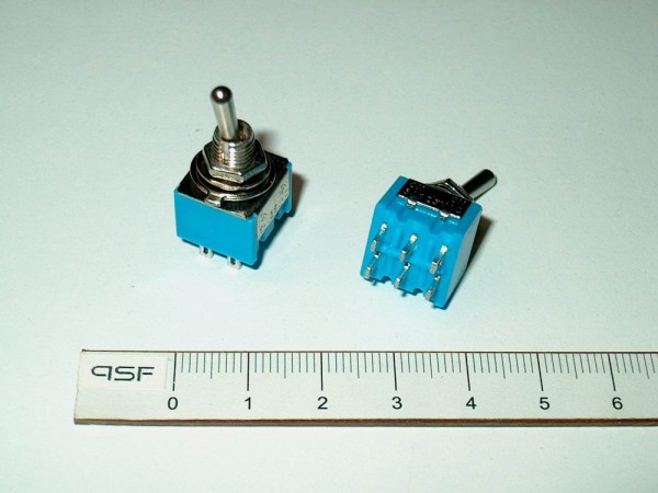 KNX2 - 5x Miniatur Kippschalter 2xUM Schalter 6-polig