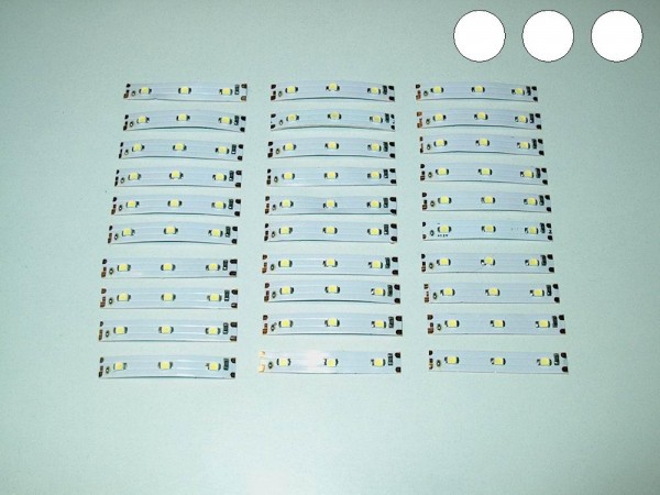 S3101 - 30x LED Flex 5cm weiß Beleuchtung für Haus Häuser Waggon RC 8-16V