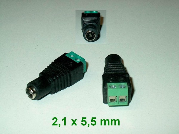 E591 - DC Buchse 2,1 x 5,5 mm Adapter mit Schraubklemme für Netzteilanschluß LED