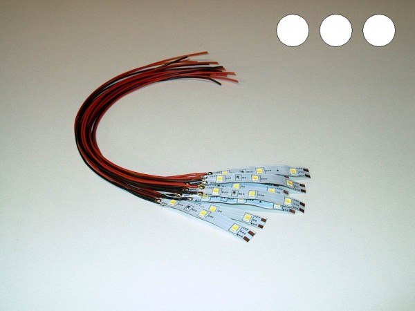 S4101 - LED Flex Beleuchtung 50mm weiß mit Kabel 3528 Modellbau 8-16V [10 pcs]