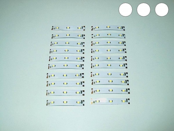 S3101 - 20 Stück LED Waggonbeleuchtung weiß je 5cm mit 3 LEDs Modellbau Wagen