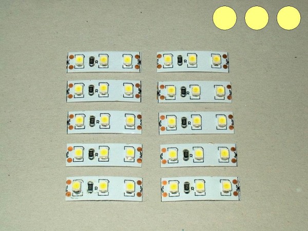 S3110 - 10 Stk LED Beleuchtung je 2,5cm warmweiß Häuser Waggon RC 8-16V 3528