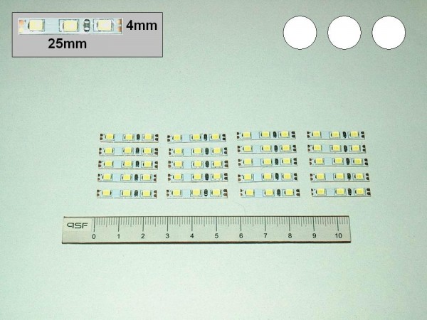 S3141 - 20 Stück LED Beleuchtung Maße nur 4x25mm weiß Häuser Gebäude Bahnen 3528